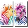 Quadro Decorativo Zebra 2 Peças Para Sala - Tecido Canvas - 1