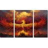 Quadro Decorativo Passaro Renasce das Cinzas Fênix Varias Peças - 3 Peças - 1