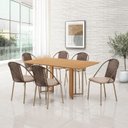 Ver imagem 5 de Kit 2 Cadeiras de Jantar Encosto Junco Marron Tubo Champanhe