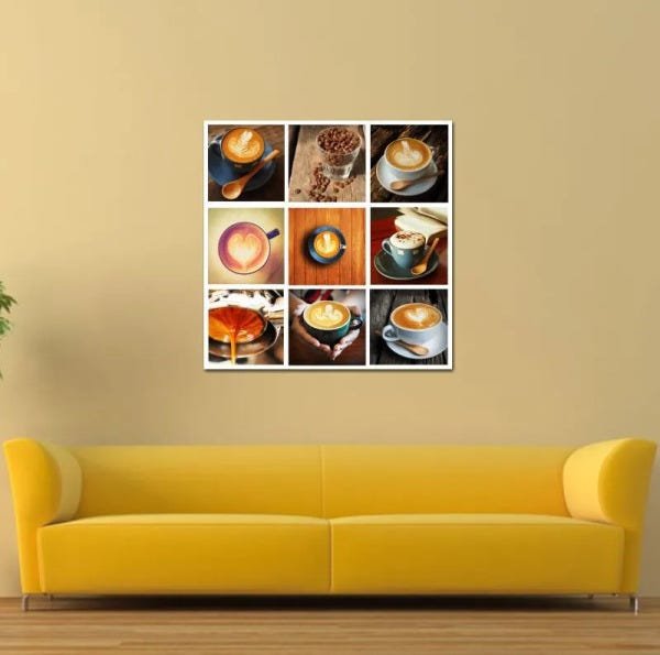 Quadro Decorativo Xicara de café capuccino com chantilly - 60cmx60cm - 2