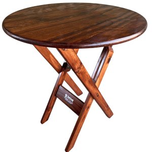 Mesa Redonda 70cm Dobrável em Madeira Maciça - Imbuia