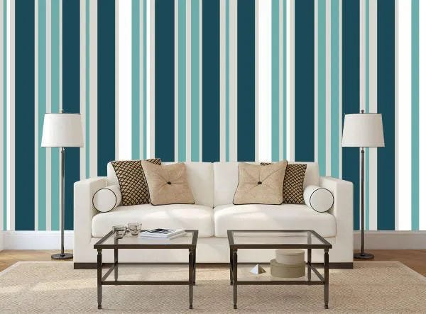 papel parede listras azul com verde - 3,00 x0,60 - 1