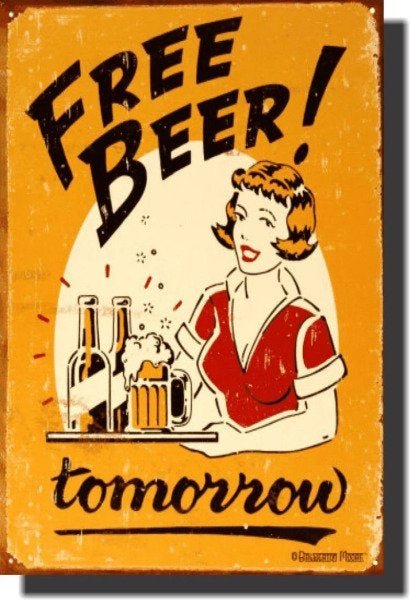 Quadros decorativos de Bebidas Vintage Retro - Free Beer - 1