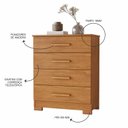 Ver imagem 4 de Cômoda 4 Gavetas Compacta 64cm Lídia Marrom/Cinamomo
