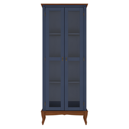 Cristaleira Rústica de Madeira com 2 Portas e Pés Luiz Xv - Azul Bic Laca com Tampo e Base Imbuia Gl - 3