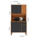 Ver imagem 6 de Armário de Cozinha Lagos 6 Portas 1 Gaveta MDP-MDF 90cm Freijó e Chumbo Indékes