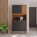 Ver imagem 3 de Armário de Cozinha Lagos 6 Portas 1 Gaveta MDP-MDF 90cm Freijó e Chumbo Indékes