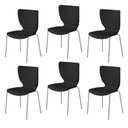 Ver imagem 1 de Kit 6 Cadeiras Empilháveis Base Aço Tubular Mono Preto/Prata