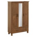 Ver imagem 2 de Guarda Roupa Solteiro 119cm 3 Portas Madeira Maciça Lone Castanho F07 - Mpozenato