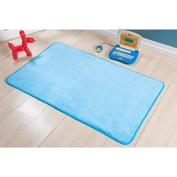 Passadeira de Pelúcia para Quarto 1,20M x 74cm Antiderrapante e Acabamento com Viés Cor:Azul - 1