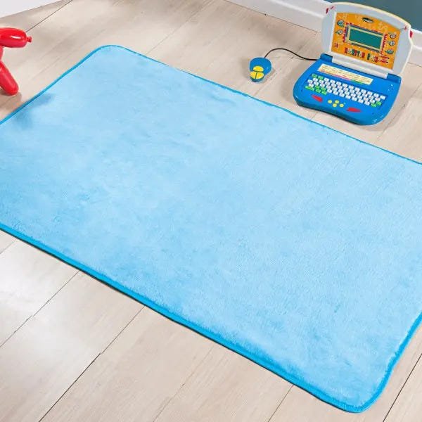 Passadeira de Pelúcia para Quarto 1,20M x 74cm Antiderrapante e Acabamento com Viés Cor:Azul - 2