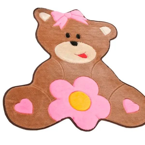 Tapete para Quarto de Bebê Pelúcia Urso Antiderrapante Cor: Rosa - 3