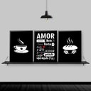 Ver imagem 2 de Kit 3 Quadros Cozinha Amor Nomes De Comida 33x24cm - com vidro:Madeira preta