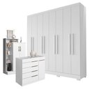 Ver imagem 6 de Guarda Roupa Casal Porto 8 Portas 4 Gavetas com Cômoda Sapateira Sevilha e Armário Multiuso Florença