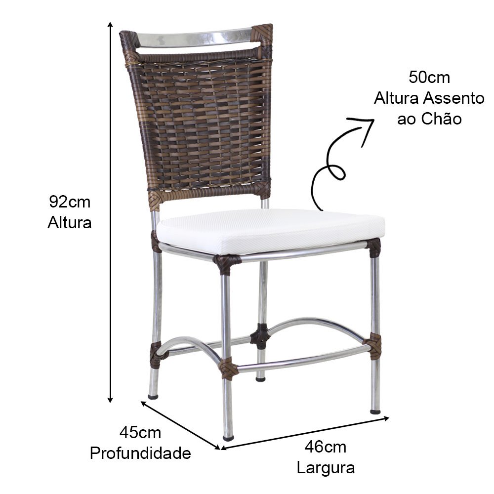 6 Cadeiras JK em Alumínio e Fibra Sintética e Assento Impermeável - 5