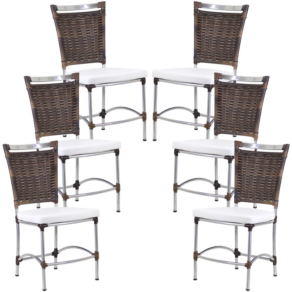 6 Cadeiras JK em Alumínio e Fibra Sintética e Assento Impermeável - 1