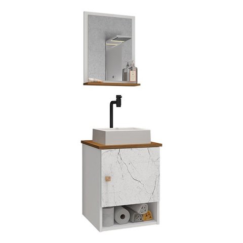 Gabinete Banheiro Lima Tulipa Bco Torneira Valv Click Black