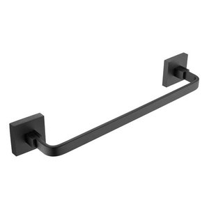 Toalheiro de Rosto Preto Fosco Quadrado Barra 30cm em Aço Inox
