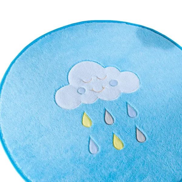 Tapete para Quarto de Bebê Antiderrapante Chuvas de Bençãos Redondo Tecido Pelúcia Cor:Azul - 3