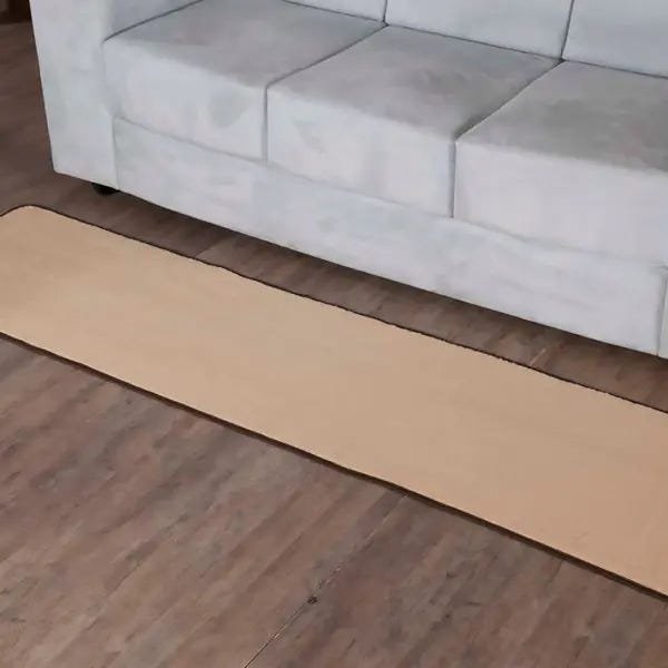 Tapete Passadeira de Pelúcia para Sala Retangular 2,00M x 52cm com Base Antiderrapante Cor: Bege - 2