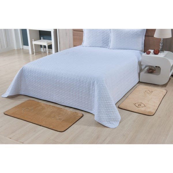 Kit de Tapetes para Beira de Cama 2 Peças de 1,00M x 50cm Antiderrapante com Tecido Pelúcia Macia - 1