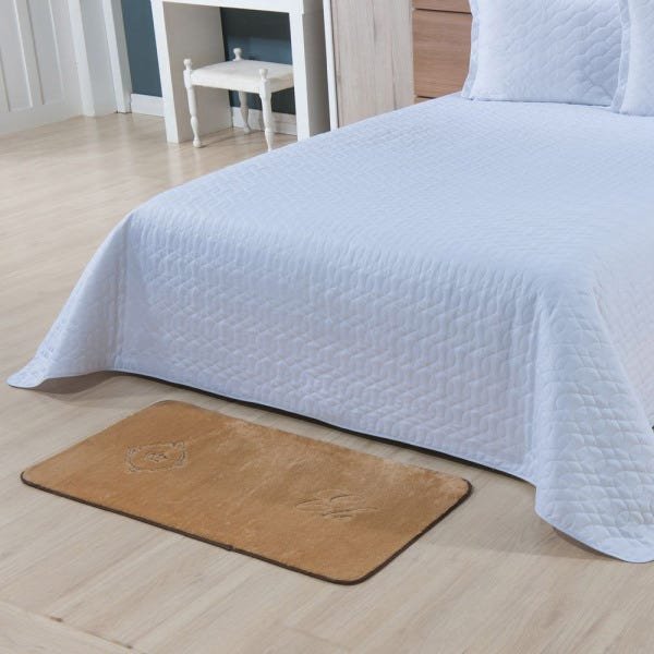 Kit de Tapetes para Beira de Cama 2 Peças de 1,00M x 50cm Antiderrapante com Tecido Pelúcia Macia - 2