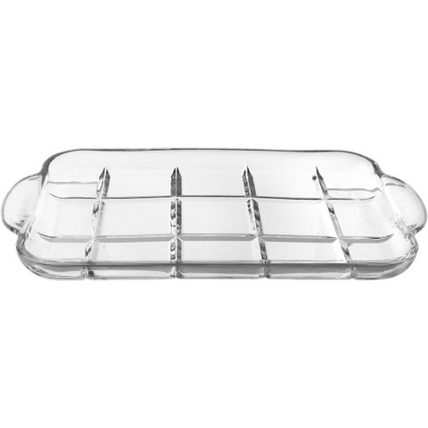 Bandeja Decorativa de Vidro Transparente 3x38x23cm Servir Mesa Organizar Café