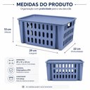 Ver mais imagens de Caixa Azul com Tampa Empilhavel Organizadora Multiuso Armario Gaveta Quarto
