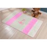 Tapete Passadeira para Quarto de Meninas Bordada Ursa Flor 1,20M x 74cm Pelúcia Cor:Rosa - 1