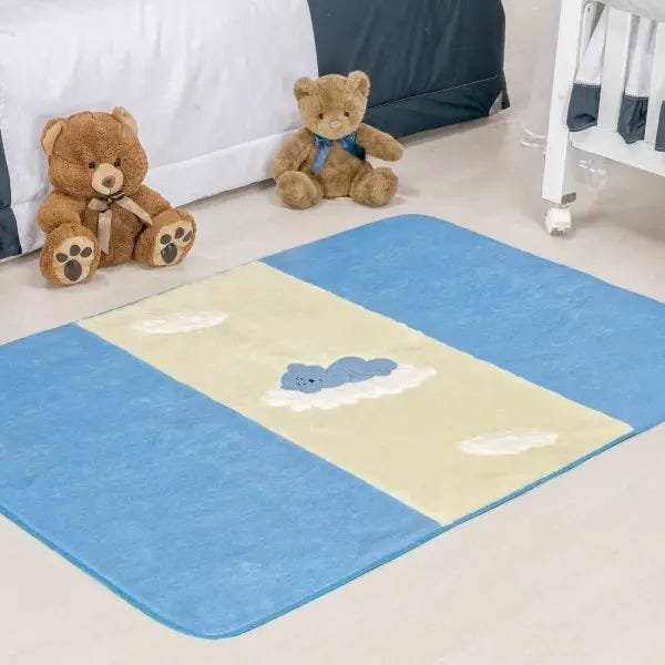 Tapete de Pelúcia Passadeira para Decoração de Quarto 1,20M x 74cm Base Antiderrapante Cor:Azul - 2