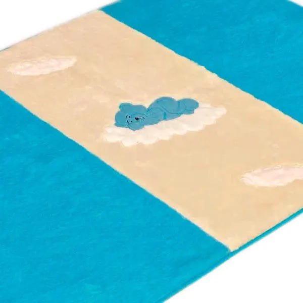 Tapete de Pelúcia Passadeira para Decoração de Quarto 1,20M x 74cm Base Antiderrapante Cor:Azul - 3