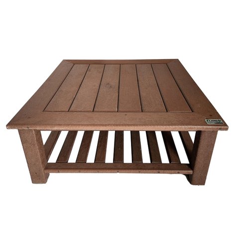 Mesa de Centro Baixa em Madeira Plástica Maciça Marrom 100% Reciclada 50cm / Be-16a Lanci