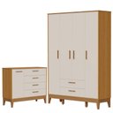 Ver imagem 1 de Guarda Roupa Infantil Flip 4 Portas com Cômoda Sapateira Infantil Flip Areia Acetinado Savana -