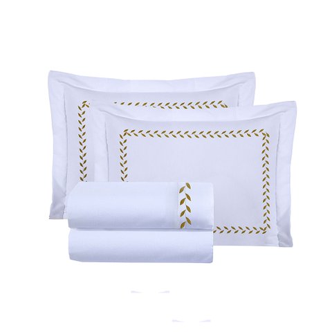 Jogo de Cama Lençol Montenegro King Bordado 4 Pçs - Branco Casa Show Enxovais