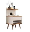 Ver imagem 4 de Mesa de Cabeceira para Quarto Pés Palito Retrô 1 Gaveta Sleep - Off White com Nature