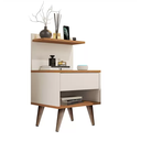 Ver imagem 4 de Mesa de Cabeceira para Quarto Pés Palito Retrô 1 Gaveta Sleep - Off White com Nature