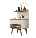 Ver imagem 5 de Mesa de Cabeceira para Quarto Pés Palito Retrô 1 Gaveta Sleep - Off White com Nature