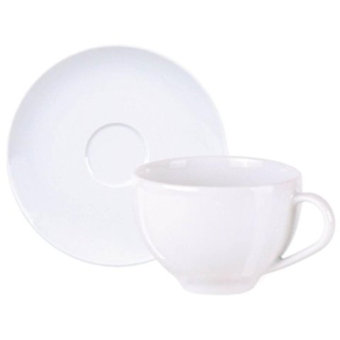 Conjunto Xícara e Pires de Chá 250ml Porcelana Tramontina Maria Augusta Branco Mesa Posta