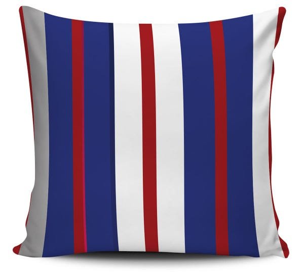 Almofada decorativa Geometrica Listrada Azul e Vermelha 45x45cm - 1
