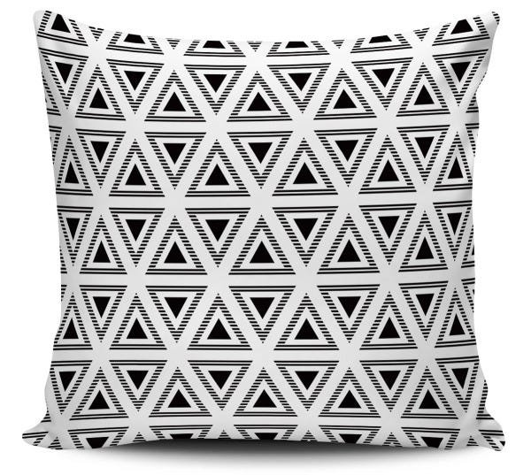 Almofada Decorativa Triangulos Tracejado Preto e Branco 45cm - 1