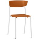 Ver imagem 1 de Cadeira Empilhável Fixa Atom F02 Base Aço Branco Laranja - Lyam Decor