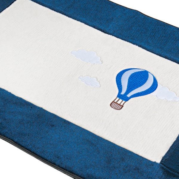 Tapete para Quarto Infantil Passadeira Balão Bordado Pelúcia com Base Antiderrapante Cor:Azul - 3