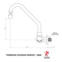 Ver imagem 2 de Torneira De Parede Para Cozinha Bica Alta 3068 C70 Cromado Leão