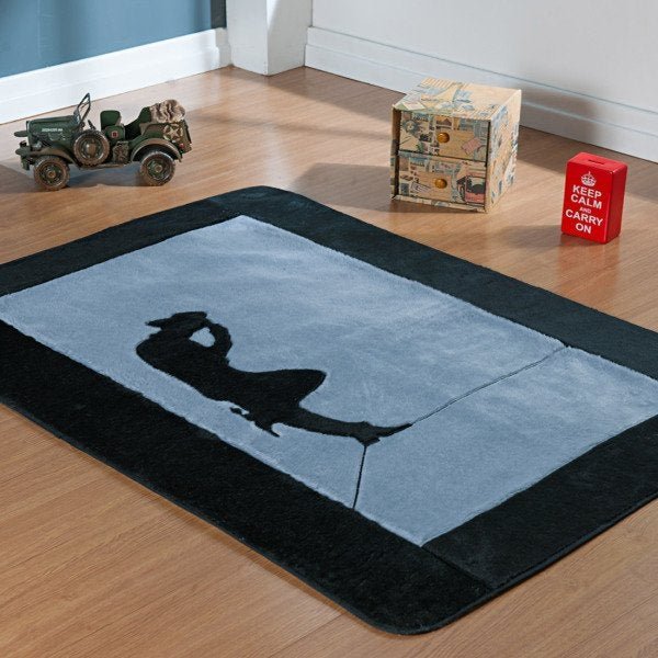 Tapete para Quarto Infantil Passadeira Cowboy Bordado Pelúcia com Base Antiderrapante Cor:Cinza - 2