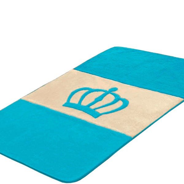 Tapete para Quarto Infantil Passadeira Coroa Bordado Pelúcia com Base Antiderrapante Cor:Azul - 3