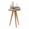 Mesa Apoio Pés Madeira Retrô Decor Classic Redonda - Off White/ Freijó - 1