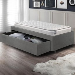 Base Box Cama Solteiro Sapateira Corino Colchão Hanover - 3