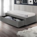 Ver imagem 1 de Base Box Cama Solteiro Sapateira Courino Linho Cinza e Colchão Hanover Inducol 88x188