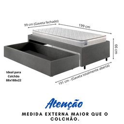 Base Box Cama Solteiro Sapateira Corino Colchão Hanover - 2