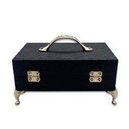 Porta Tarô Baralho Espiritual Artesanal Preto com Alça Prata - 4